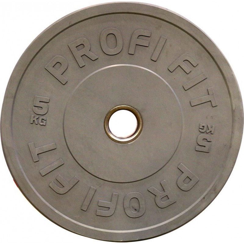 Диск для штанги каучуковый, серый, PROFI-FIT D-51, 5 кг