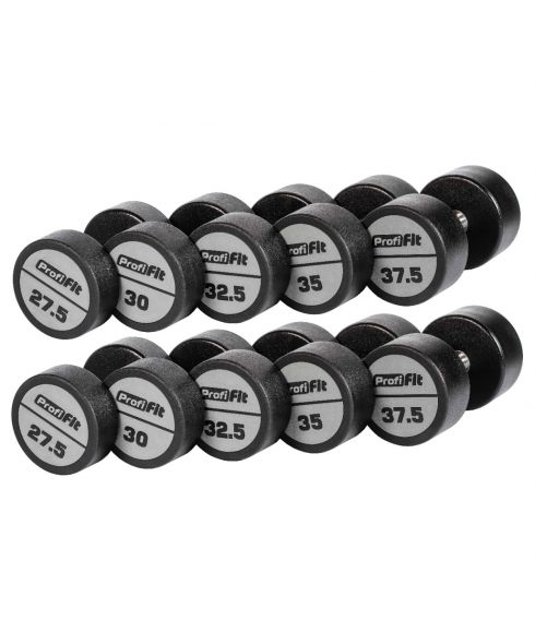 Гантельный ряд полиуретановый (шаг 2,5 кг, 5 пар) PROFI-FIT 27,5-37,5 кг