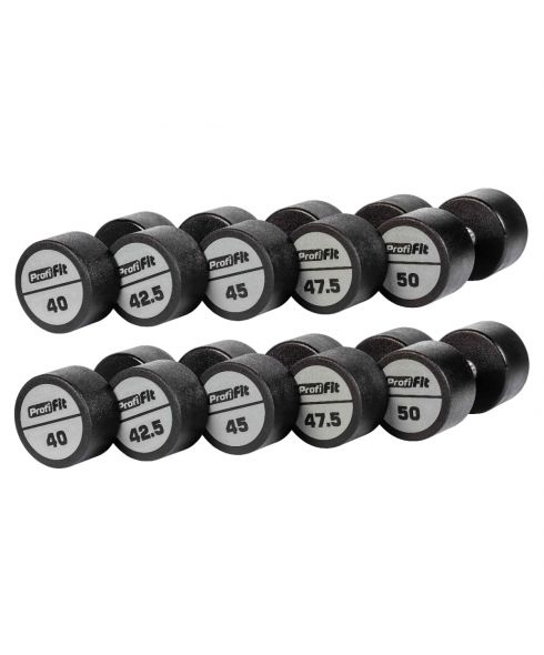 Гантельный ряд полиуретановый (шаг 2,5 кг, 5 пар) PROFI-FIT 40-50 кг