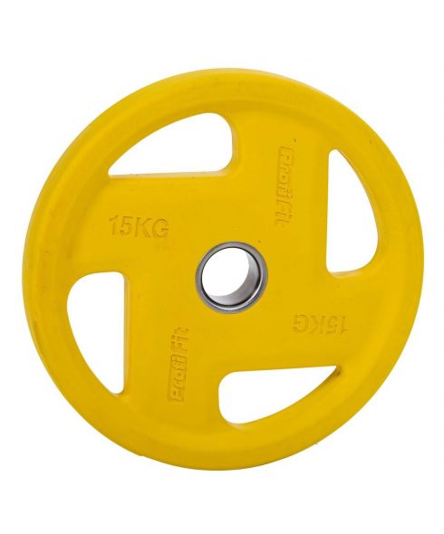 Диск обрезиненный (четыре хвата, цветной) D51 мм PROFI-FIT 15 кг