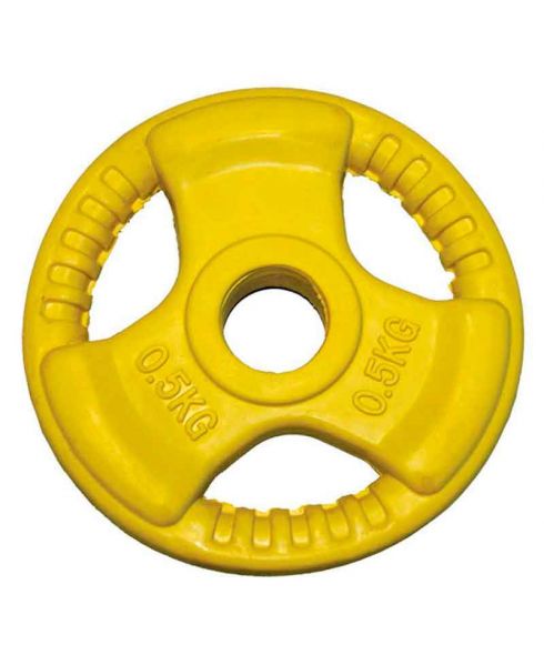 Диск обрезиненный (три хвата, цветной) D26 мм PROFI-FIT  0,5 кг